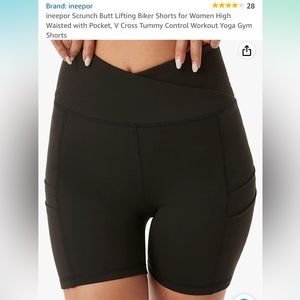 Ineepor | Scrunch Butt Lifting | High Waisted | Biker Shorts | + Pocket